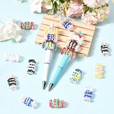 28Pcs 7 Colors Transparent Acrylic Enamel Beads OACR-CJ0002-85-1