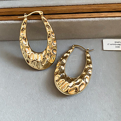 Textured Iron Hoop Earrings for Women WGCB37A-01-1