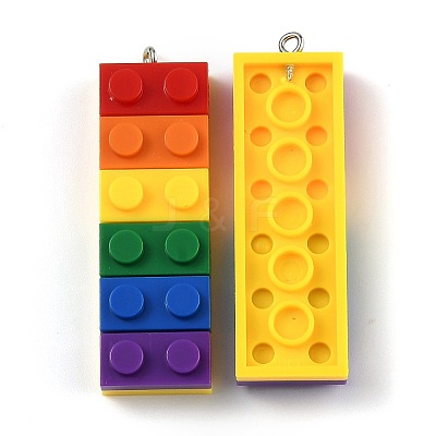 Rainbow Opaque Acrylic Pendants X-MACR-B0001-03B-1