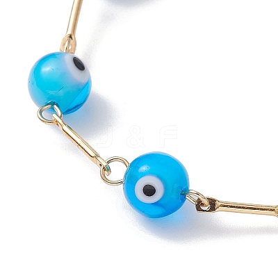 Lampwork Evil Eye Link Chain Bracelets BJEW-JB10045-02-1