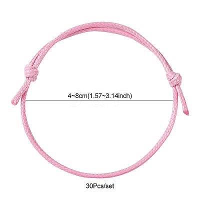30Pcs 5 Color Adjustable Waxed Polyester Braided Cord Bracelets BJEW-FZ00016-1