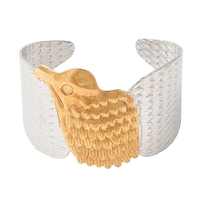 Two Tone 304 Stainless Steel Cuff Bangles SA-CBA90C5-02B-PG-1