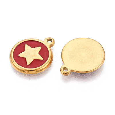 304 Stainless Steel Enamel Pendants STAS-N092-148B-1