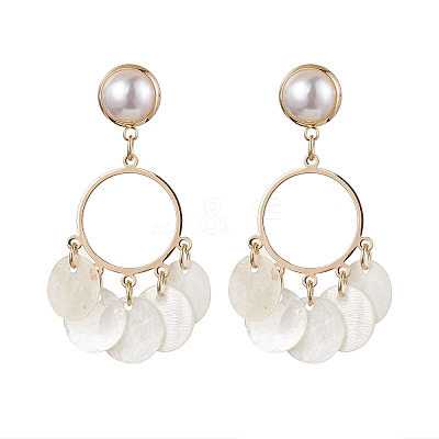 Capiz Shell Chandelier Earrings EJEW-TA00491-1