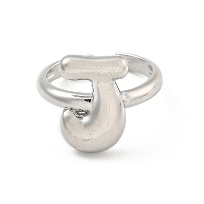 Brass Letter Open Cuff Rings for Women RJEW-G313-01J-P-1