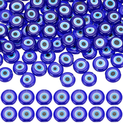 100Pcs Handmade Evil Eye Lampwork Beads LAMP-SP0001-03A-1