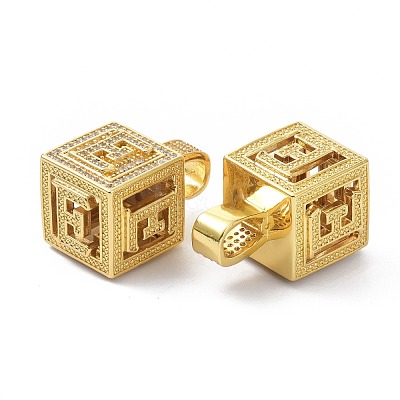 Alphabet Brass Micro Pave Clear Cubic Zirconia Pendants ZIRC-O045-01G-E-1