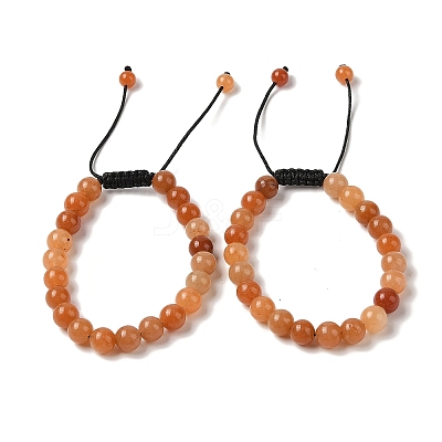 8mm Round Natural Red Aventurine Braided Bead Bracelets BJEW-C067-01B-11-1