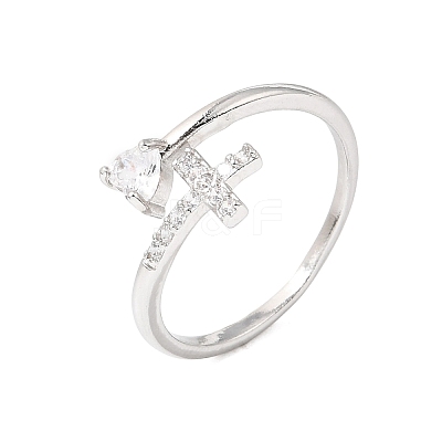 Adjustable Brass Micro Pave Cubic Zirconia Cuff Open Rings CU-CBABA66-05P-1