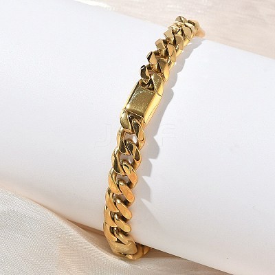304 Stainless Steel Cuban Link Chain Bracelets for Women BJEW-G779-04A-G-1