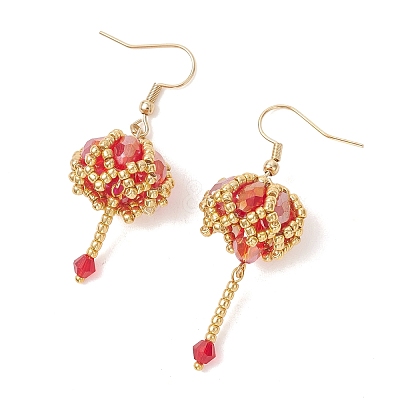 Transparent Electroplate Glass & Seed Glass Beads Dangle Earrings EJEW-MZ00714-02-1