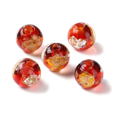 Handmade Gold & Silver Foil Lampwork Beads GLAA-G107-07B-11-1