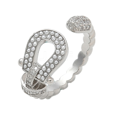 Brass Micro Pave Clear Cubic Zirconia Cuff Rings RJEW-U037-01P-1