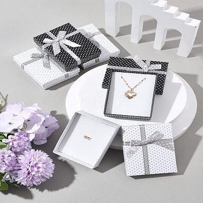 12Pcs 2 Colors Cardboard Paper Jewelry Set Boxes CBOX-FS0001-03-1