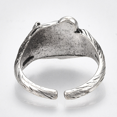 Alloy Glass Cuff Finger Rings RJEW-T006-24-1