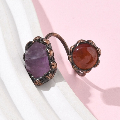 Natural Amethyst & Gemstone Rings RJEW-B122-04R-1
