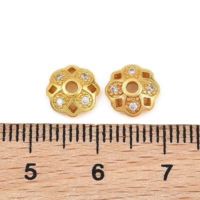 Brass Micro Clear Cubic Zirconia Bead Caps KK-CBA6A75-56G-1