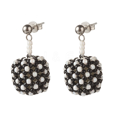 TOHO Japanese Seed Beads Dangle Stud Earrings EJEW-JE04762-04-1