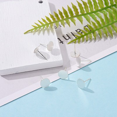 925 Sterling Silver Flat Pad  Stud Earring Findings STER-K167-045G-S-1