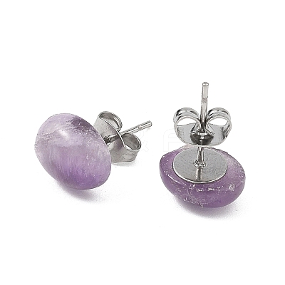 Natural Mixed Stone & 304 Stainless Steel Stud Earrings EJEW-JE07079-1