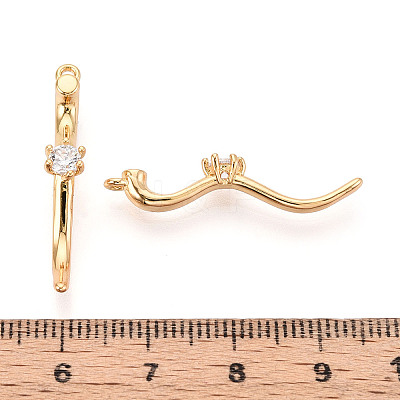 Brass Micro Pave Clear Cubic Zirconia Pendants KK-T078-01G-04-1