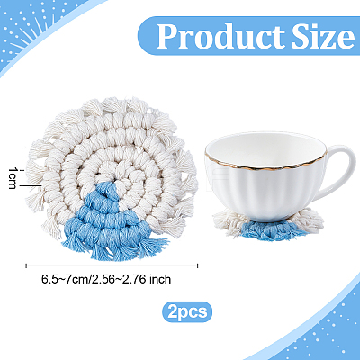 2Pcs Bohemian Macrame Cotton Car Cup Holder Coasters AJEW-OC0014-44A-1
