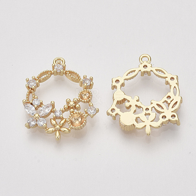 Brass Micro Pave Cubic Zirconia Pendants Rhinestone Settings X-ZIRC-S064-025-1