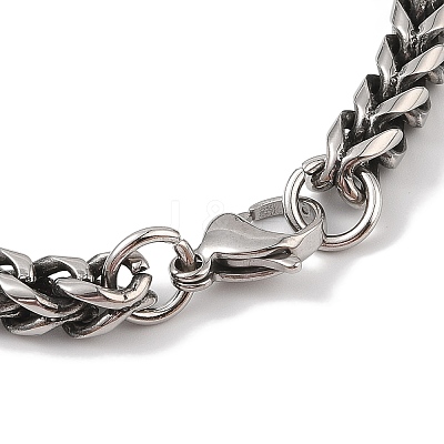 304 Stainless Steel Wheat Chain Bracelets for Men BJEW-B096-36B-AS-1