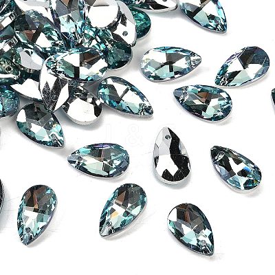 Faceted Teardrop Glass Pendants GLAA-O008-A26-1