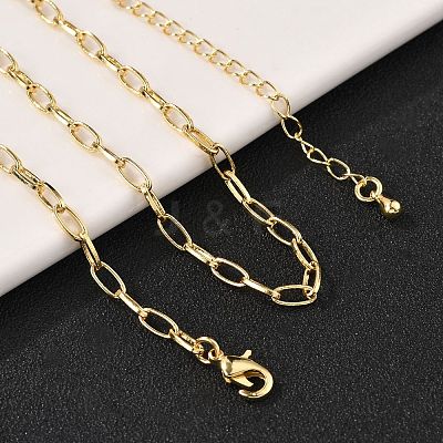 Brass Cable Chain Necklaces for Women Men NJEW-F337-01G-01-1