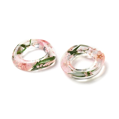 Inner Dried Flower Transparent Resin Ring Pendants RESI-A043-07C-1