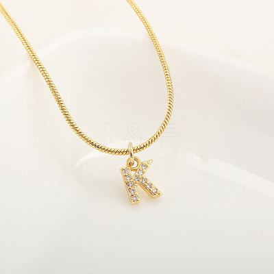 Brass Micro Pave Clear Cubic Zirconia Pendant Initial Necklaces FS-WGC46E8-11-1