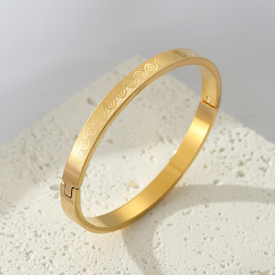 304 Stainless Steel Swirl Pattern Hinged Bangles for Women WG1BED9-01-1