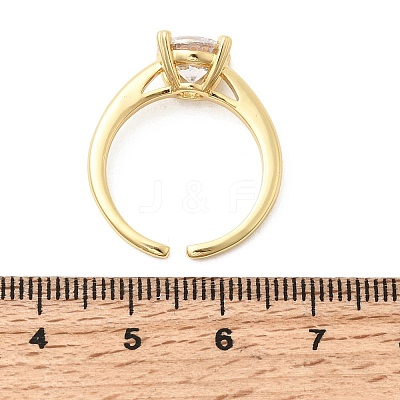 Brass Micro Pave Cubic Zirconia Cuff Open Rings for Women RJEW-B160-04G-1