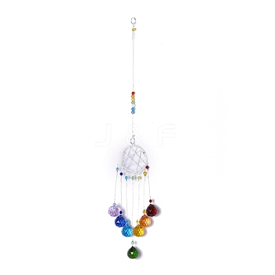 Crystals Chandelier Suncatchers Prisms Chakra Hanging Pendant AJEW-Q142-03-1
