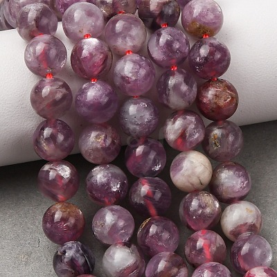 Natural Lepidolite/Purple Mica Stone Beads Strands G-B133-A01-8MM-1