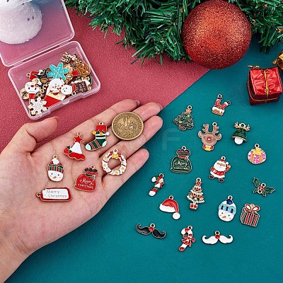 40Pcs Christmas Alloy Enamel Pendants JX268A-1