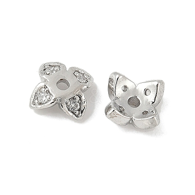 Brass Micro Pave Clear Cubic Zirconia Bead Caps KK-V015-05P-1