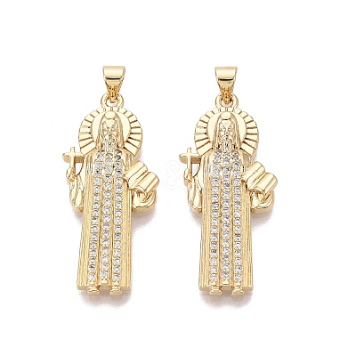 Religion Brass Micro Pave Clear Cubic Zirconia Pendants KK-N287-46F-G-1