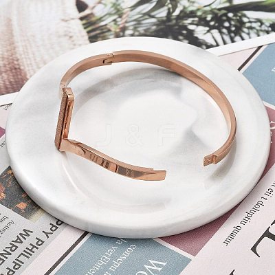 Ion Plating(IP) 304 Stainless Steel Hinged Bangles for Women BJEW-A011-20RG-1