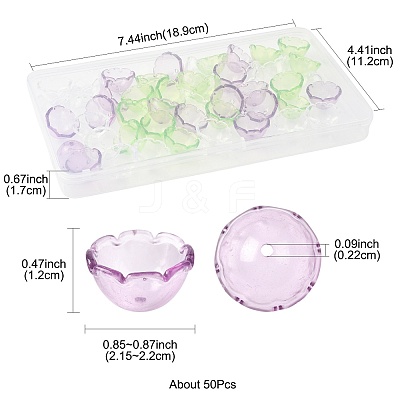 50Pcs 3 Colors Transparent Acrylic Bead Caps OACR-FS0002-45-1