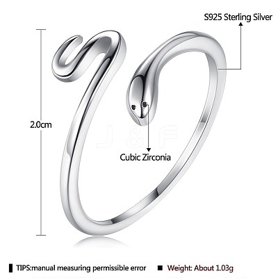 Anti-Tarnish Rhodium Plated 925 Sterling Silver Cuff Rings RJEW-BB56107-1