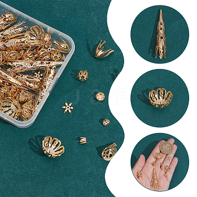 72Pcs 9 Styles Brass Bead Caps FIND-AR0005-37-1