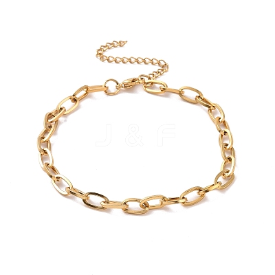 PVD Vacuum Plating 304 Stainless Steel Cable Chain Bracelet for Men Women BJEW-E031-05A-G-1