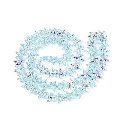 Electroplate Transparent Glass Beads Strands EGLA-Q136-01A-08-1