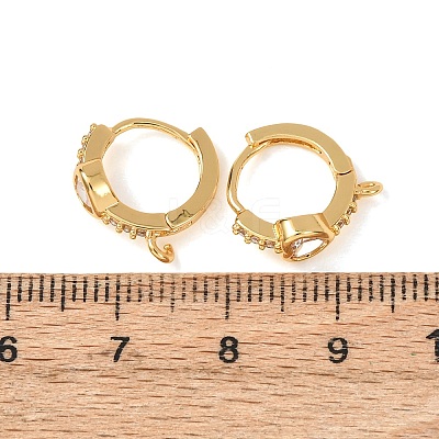 Heart Brass Pave Cubic Zirconia Huggie Hoop Earrings KK-D259-13B-G-1