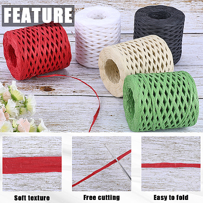 200M Raffia Paper Ribbon OCOR-WH20003-02C-1