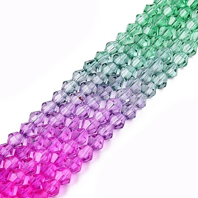Gradient Color Baking Paint Glass Bead Strands DGLA-A039-T6mm-A010-1