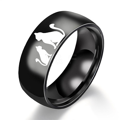 Cat Shape Pattern 201 Stainless Steel Finger Rings FS-WG30D97-12-1