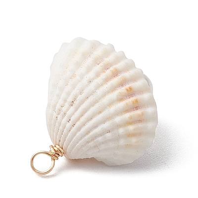Natural Clam Shell Pendants PALLOY-JF03551-1